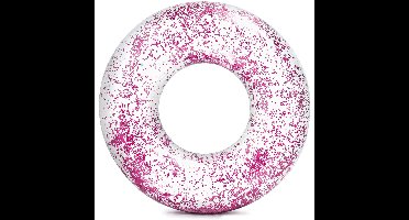 Intex opblaasbare roze glitter zwemband/zwemring transparant 120 cm
