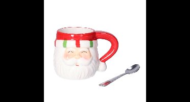 Kerst kop/beker - Kerstman - 7,5 x 7 cm - keramiek - 180 ml