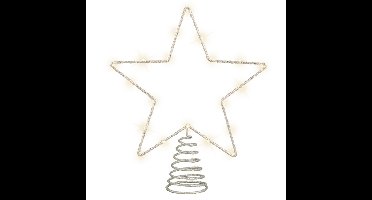 Kerst ster piek - met LED verlichting - steady - warm wit - H27 cm