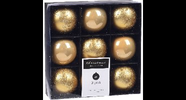 Kerstballen - 9x st - goud - 6 cm - kunststof - kerstversiering