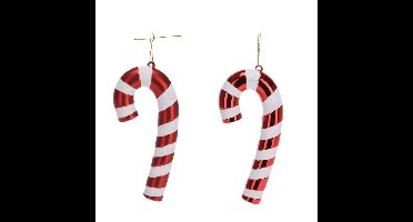 Kersthangers zuurstokken - 4x st- kunststof - 17 cm - wit/rood - kerstornamenten
