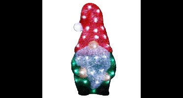 Kerstverlichting figuur - gnome/dwerg - 22 x 17 x 44,5 cm - LED decoratie kerstfiguren