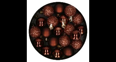 Kleine kerstballen - donkerbruin - 20x stuks - 3 cm - kunststof