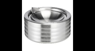 Klepasbak/terrasasbak/stormasbak - zilver - RVS - 12 x 5 cm - Asbakken voor binnen/buiten