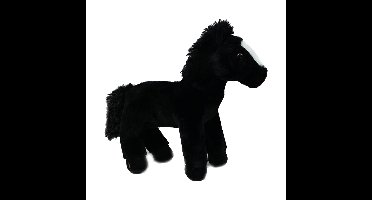 Knuffeldier Paard Winston - zachte pluche stof - premium kwaliteit knuffels - zwart - 30 cm