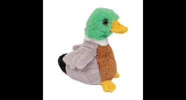 Knuffeldier Wilde Eend - zachte pluche stof - kleurenmix - kwaliteit knuffels - 16 cm
