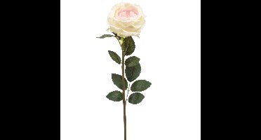 Kunstbloem roos Joelle - creme wit - 65 cm - decoratie bloemen