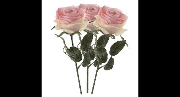 Kunstbloem roos Simone - licht roze - 45 cm - decoratie bloemen