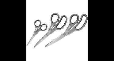 Kwb Scharenset - 3x stuks - 14 / 21 / 25 cm - links- en rechtshandig - hobbyscharen / textielscharen