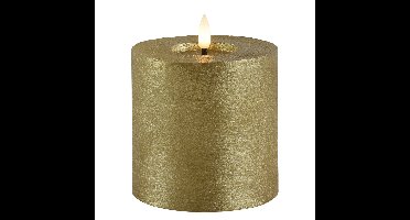 LED kaars/stompkaars - goud - D10 x H10 cm - timer - warm wit