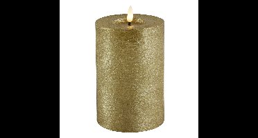 LED kaars/stompkaars - goud - D10 x H15 cm - timer - warm wit