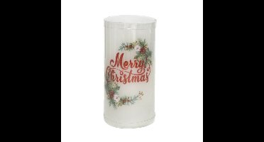 LED kaars/stompkaars - Merry Christmas - wit - H15 cm
