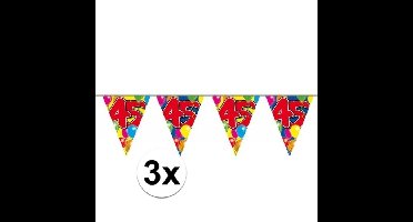 Leeftijd vlaggenlijn 45 jaar verjaardag - 3x - 10 meter - plastic - feestartikelen/versiering