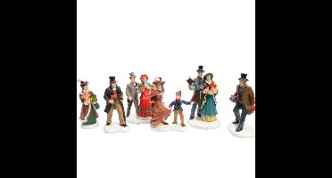 Lumineo kerstdorp accessoires - 6-delig - mensen - 3 x 4 x 7 cm - kerstdorpje onderdelen