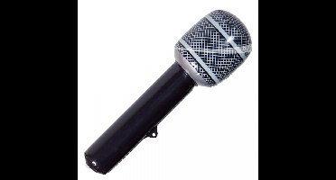 Microfoon opblaasbaar - zwart - 30 cm - decoratie/verkleed accessoires - disco/popsterren thema