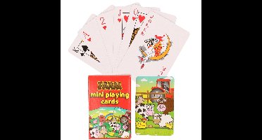 Mini Speelkaarten - boerderij dieren thema - 6 x 4 cm - karton - incl doosje