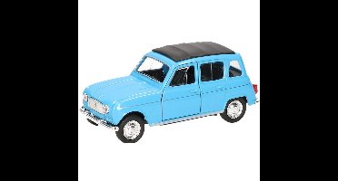 Modelauto Renault 4 - blauw - 11 cm - schaalmodel auto - schaal 1:34 - pull-back