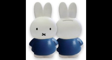 Nijntje spaarpot blauw/wit - 12 cm - kunststof - met opening - Dieren/konijnen