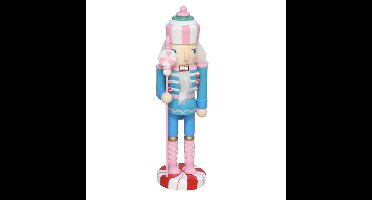 Notenkraker decoratie figuur/beeld - 8 x 6 x 25 cm - gekleurd - blauw/lichtroze - kunststof