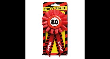 Paperdream 80 jaar rozet - leeftijd badge - 80e verjaardag - rood - feestartikelen