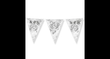 Paperdreams Vlaggenlijn - Mr. & Mr. huwelijks feest/party - zilver/wit - 10m
