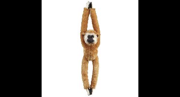 Pluche knuffel Gibbon aapje - hangend - bruin - 65 cm - Speelgoed apen knuffelbeesten