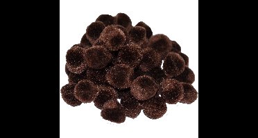 Pompons - 35x - donker bruin - 25 mm - hobby/knutsel materialen