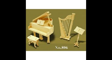 Poppenhuis muziekinstrumenten - bouwpakket - schaal 1:12 - hout - speelgoed