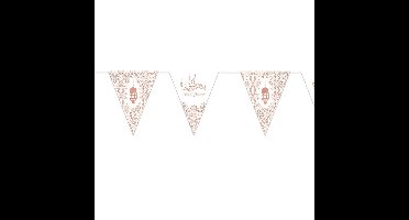 Ramadan Mubarak thema papieren vlaggenlijn/slinger wit/rose goud 3 meter