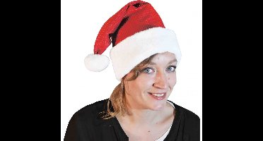 Sandy Luxe kerstmuts - glimmend - rood/wit - pluche - kerstaccessoires?