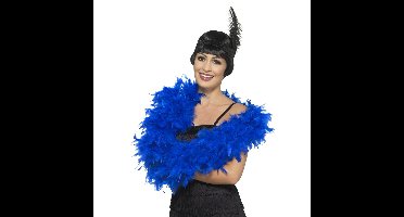 Smiffy's Luxe veren boa - blauw - 180 cm - 80 gram - carnaval verkleed spullen/accessoires