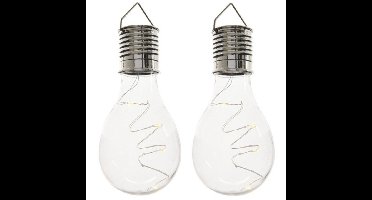 Solar hanglamp bol/peertje - 2x - transparant - kunststof - 14 cm