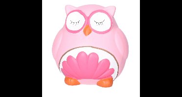 Spaarpot Uil - dieren thema - 11 x 11 x 12 cm - roze - keramiek - kinderen