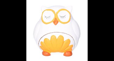 Spaarpot Uil - dieren thema - 11 x 11 x 12 cm - wit - keramiek - kinderen