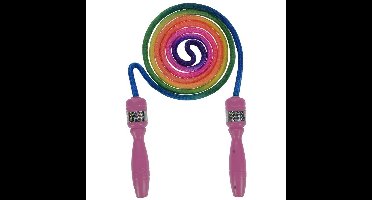 Springtouw regenboogprint roze handvat 210 cm - Buitenspeelgoed - Springtouwen
