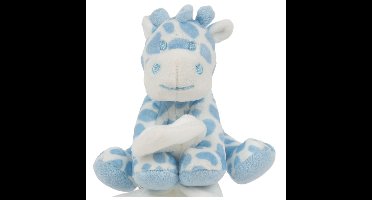 Suki Gifts pluche gevlekte giraffe knuffeldier - tuttel doekje - blauw/wit - 30 cm
