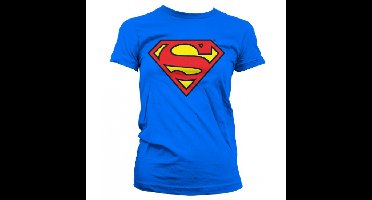 Superman dames verkleed T-shirt - blauw - korte mouwen - DC Comics