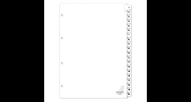 Tabbladen 1-20 genummerd - A4 formaat - 4 gaats/rings - Organiseren/opbergen kantoorartikelen