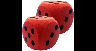 T&F Creations Grote dobbelsteen - 2x - rood - 16 x 16 cm - foam - groot formaat - dobbelspel dobbels