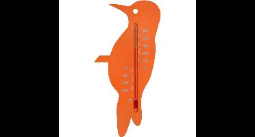 Thermometer - oranje specht vogel - 15 cm - Binnen/buiten - Vogels artikelen