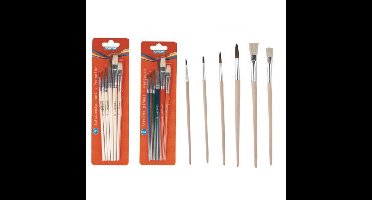 TipTop Hobby/Knutsel Penselen set - 6x stuks - maat 2 t/m 12 - kwasten - verven