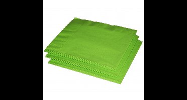Uni kleur tafel servetten - Lime groen - 60x stuks - 33 x 33 cm - Papier