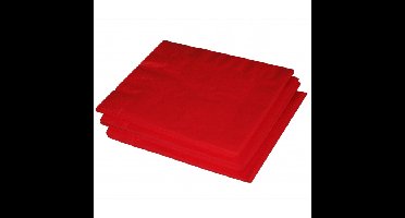 Uni kleur tafel servetten - rood - 60x stuks - 33 x 33 cm - Papier