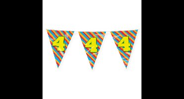 Verjaardag 4 jaar thema Vlaggetjes - Feestversiering - 10m - Folie - Dubbelzijdig