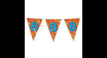 Verjaardag 8 jaar thema Vlaggetjes - Feestversiering - 10m - Folie - Dubbelzijdig