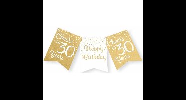 Verjaardag Vlaggenlijn 30 jaar - binnen - karton - wit/goud - 600 cm