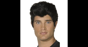 Verkleed pruik - Danny - Grease - zwart - heren - Jaren 50 - Coole gast - Carnaval