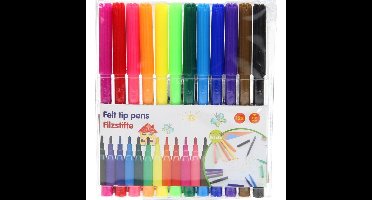 Viltstiften - 12x - gekleurd - in etui - stiften