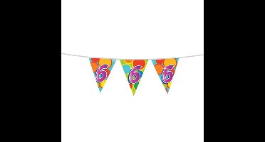 Vlaggenlijn 6 jaar - 10 meter - plastic - 6e verjaardag versiering - leeftijd slinger