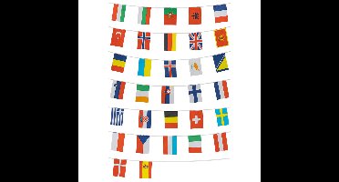 Vlaggenlijn Europese landen - 9 m - 32 vlaggen - 32 landen - polyester - 14 x 21